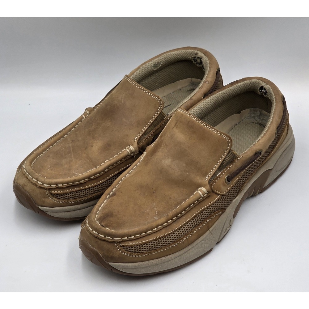 Rugged Shark Boat Shoes Men's‎ 9.5M Atlantic Cognac Tan Leather Lace Up Comfort